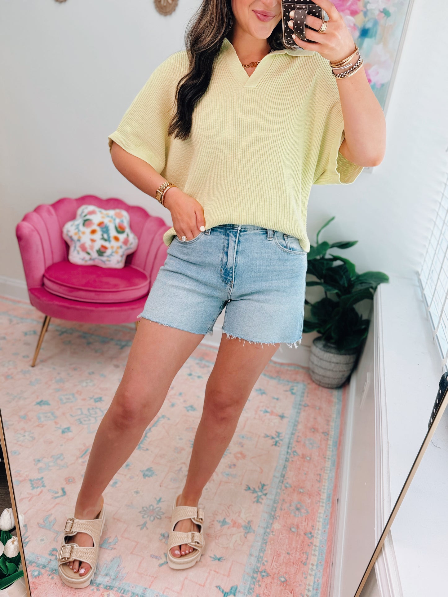 Anabelle HR Light Wash Denim Shorts