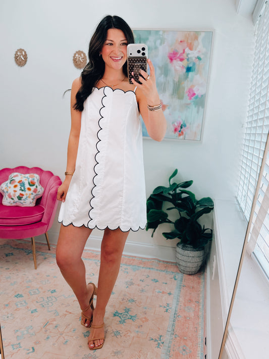 Contrast Scallop Mini Dress