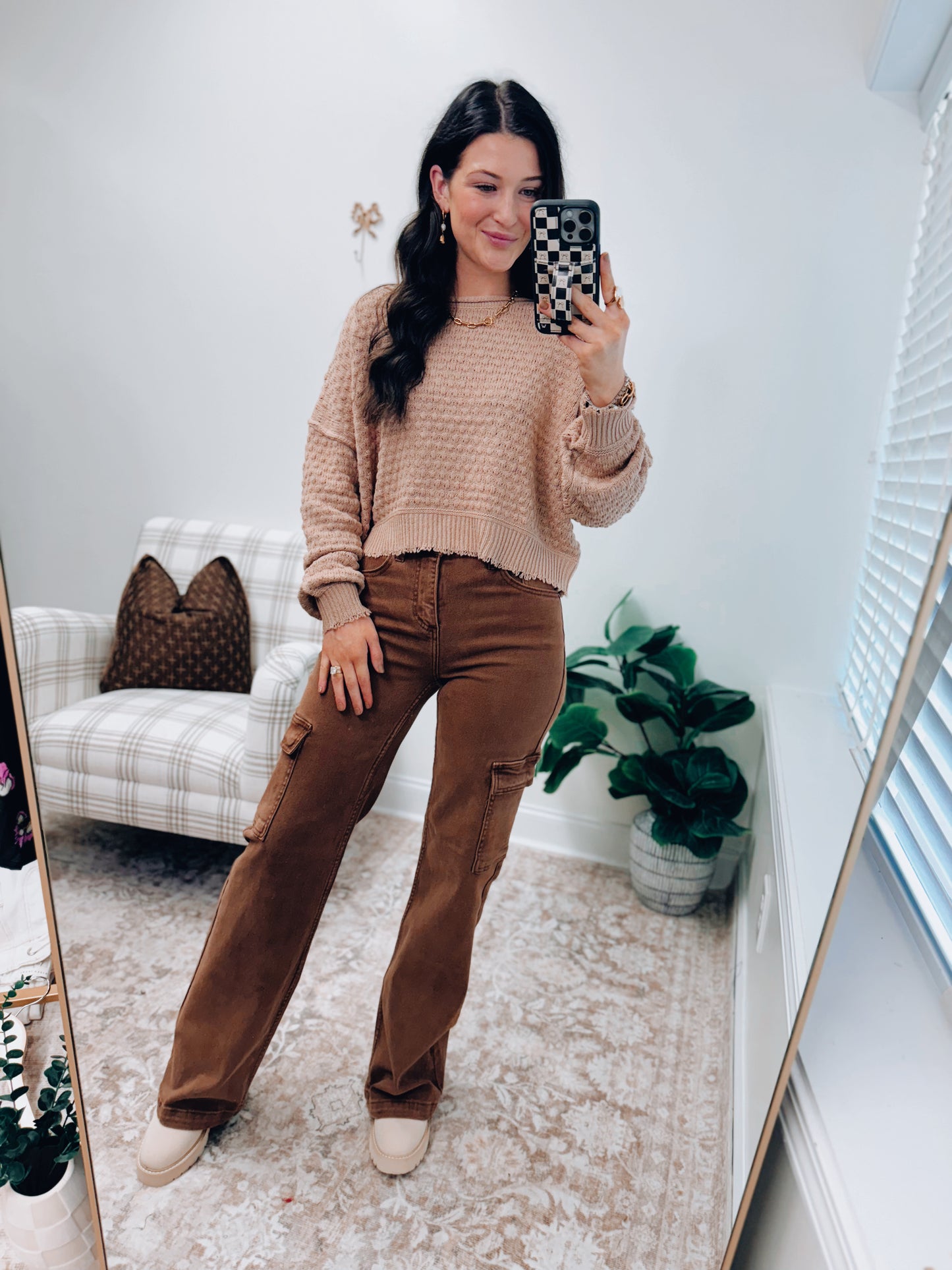 Taupe Textured Knit Sweater