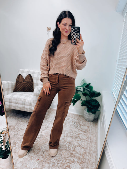 Taupe Textured Knit Sweater