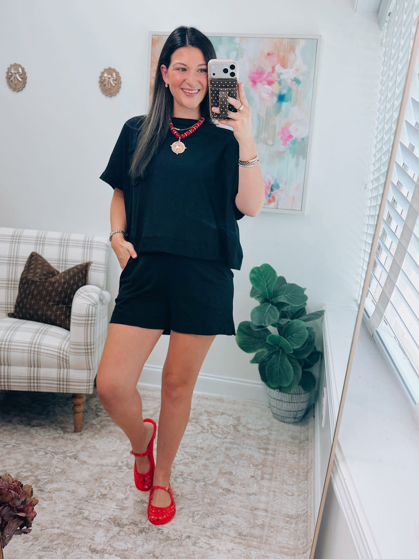 Easy Days Cotton Shorts Set - Black