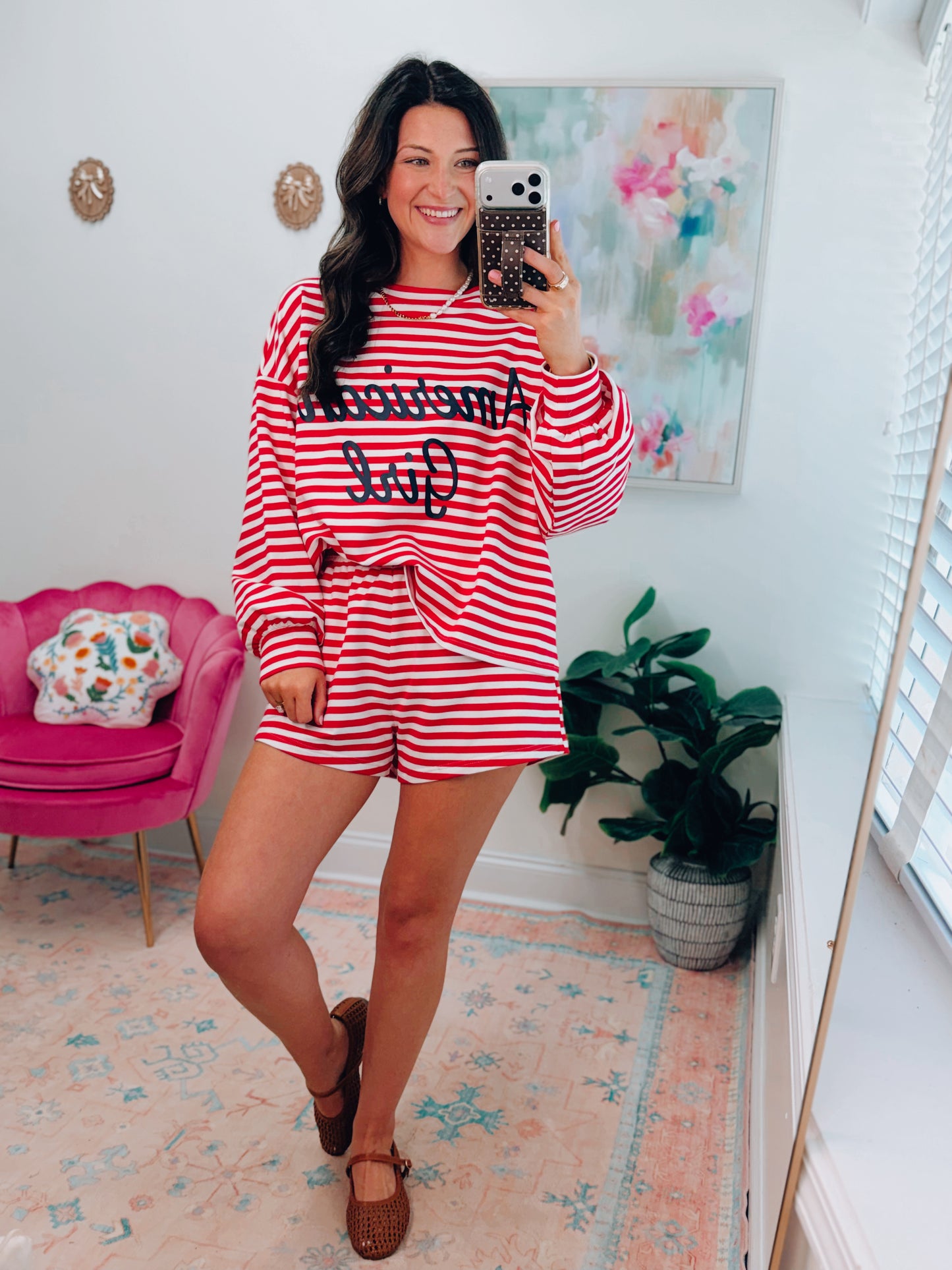 American Girl Red Striped Comfy Set
