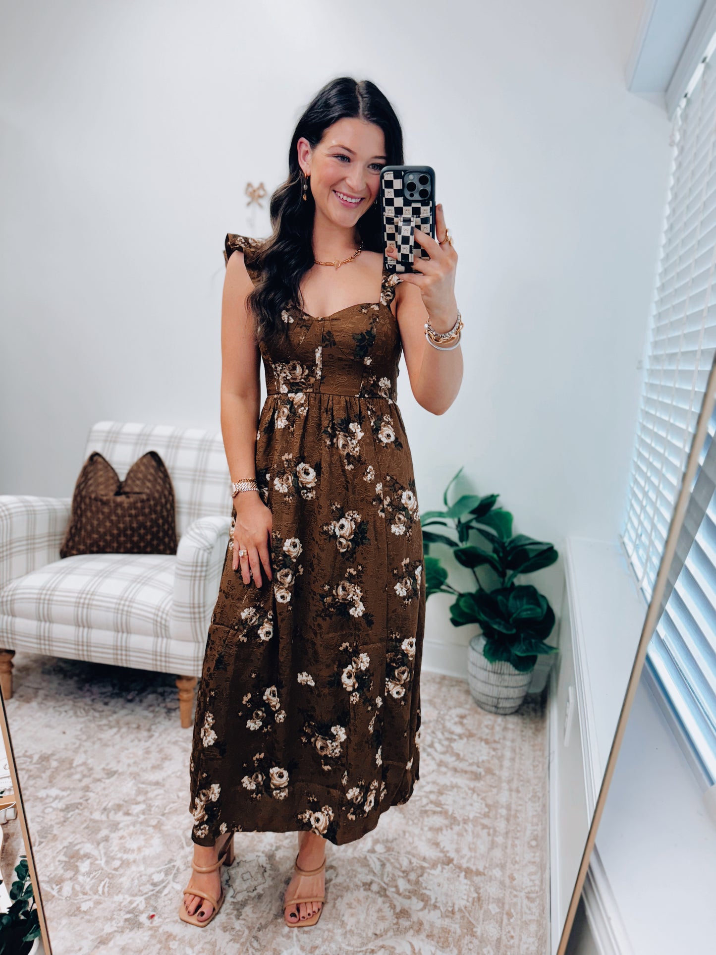 Honey Lace Textured Babydoll Midi Dress