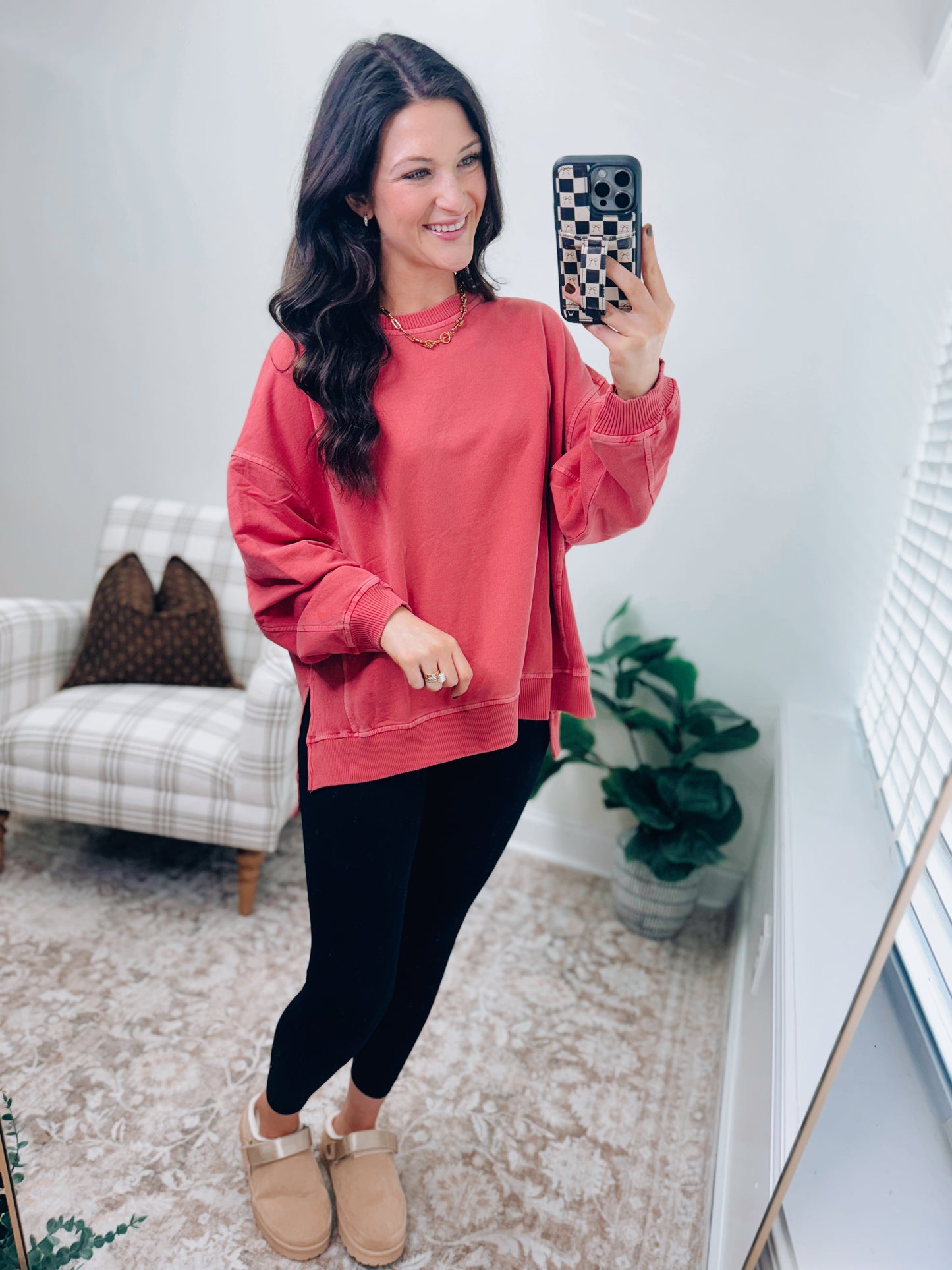 DOORBUSTER Washed Light-Weight Crewneck - Ruby