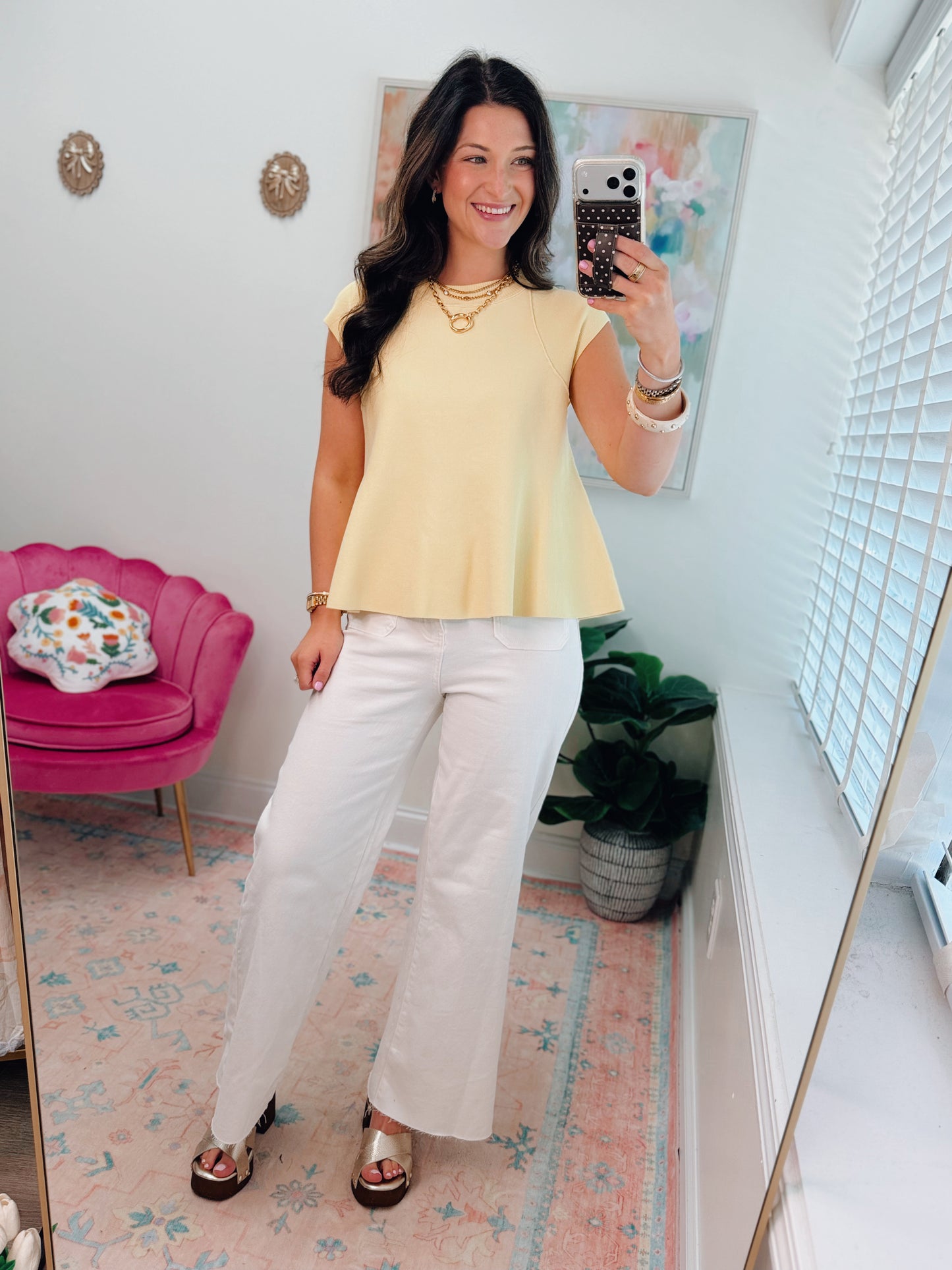 Marlow Ribbed Mock Top - Yellow