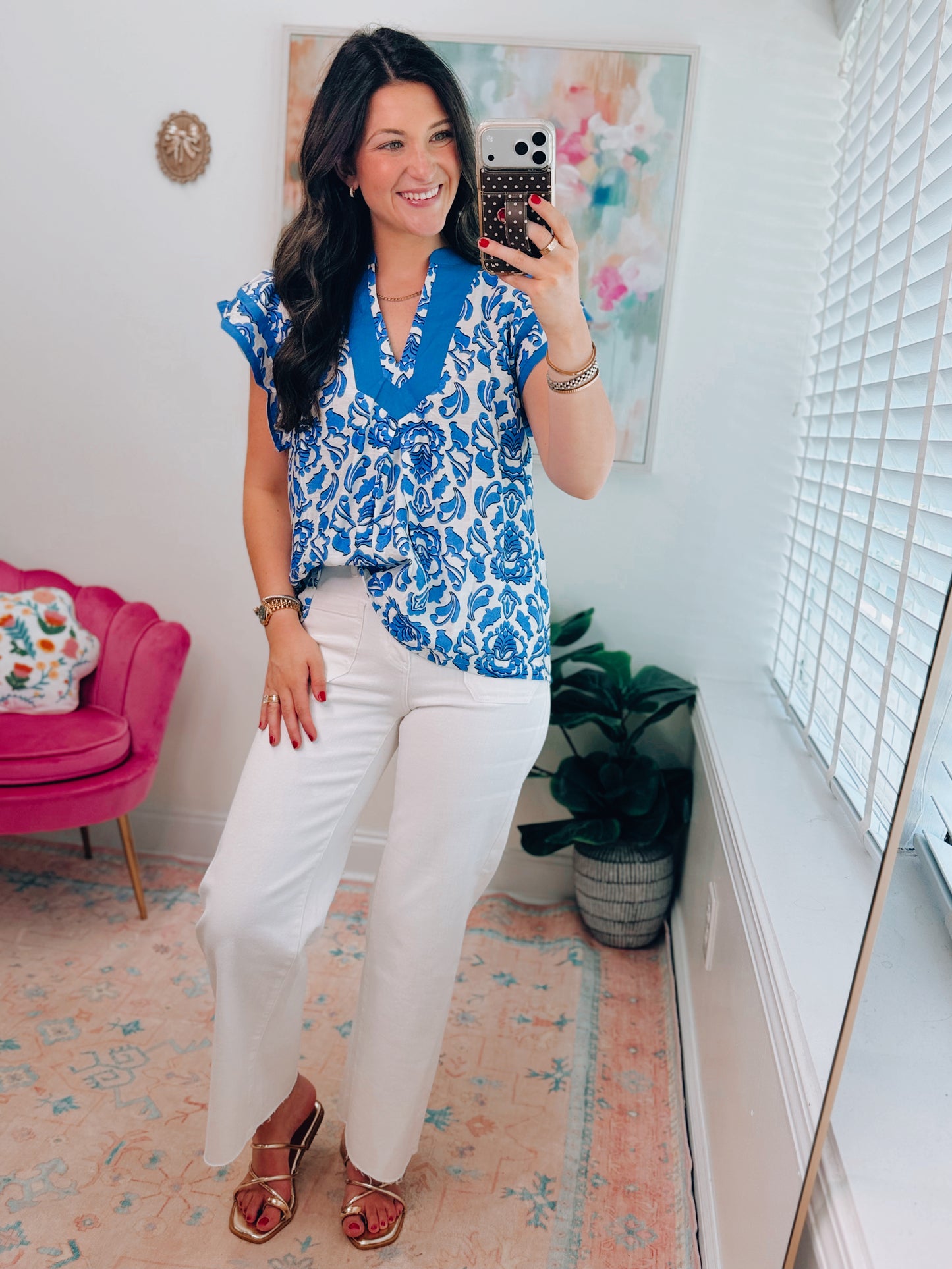 Cora Blue Ruffle Top