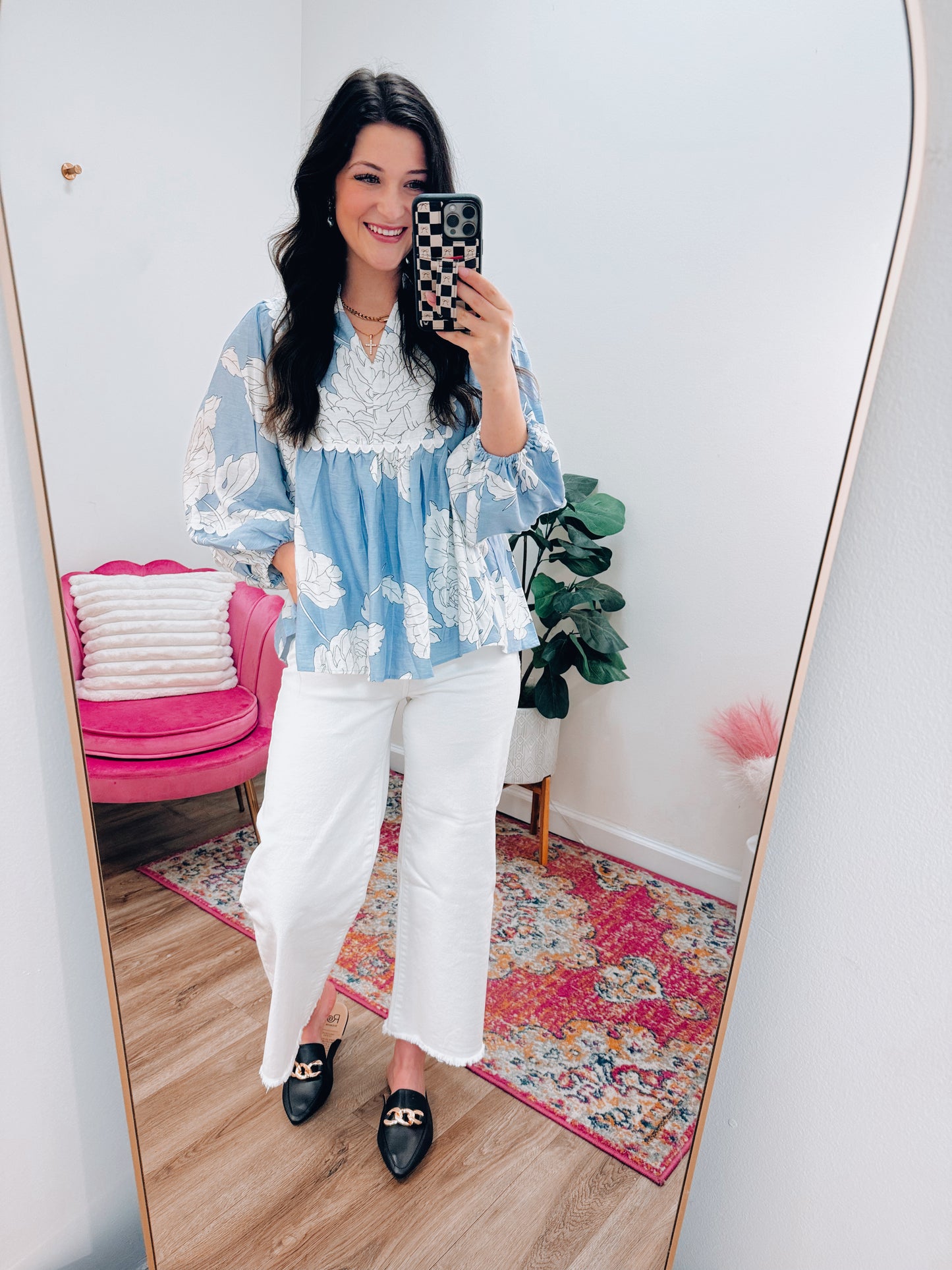 Lexi Print Top - Blue