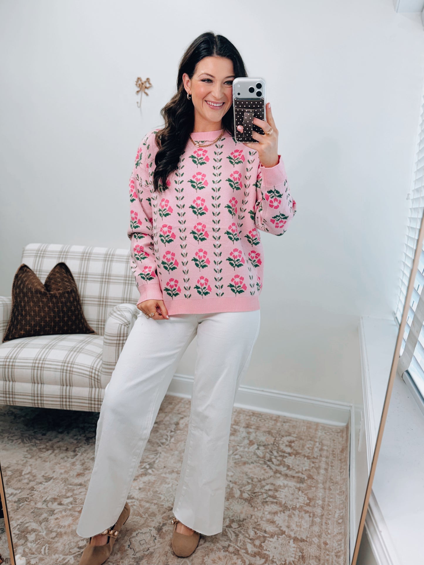 Floral Border Jacquard Sweater Knit