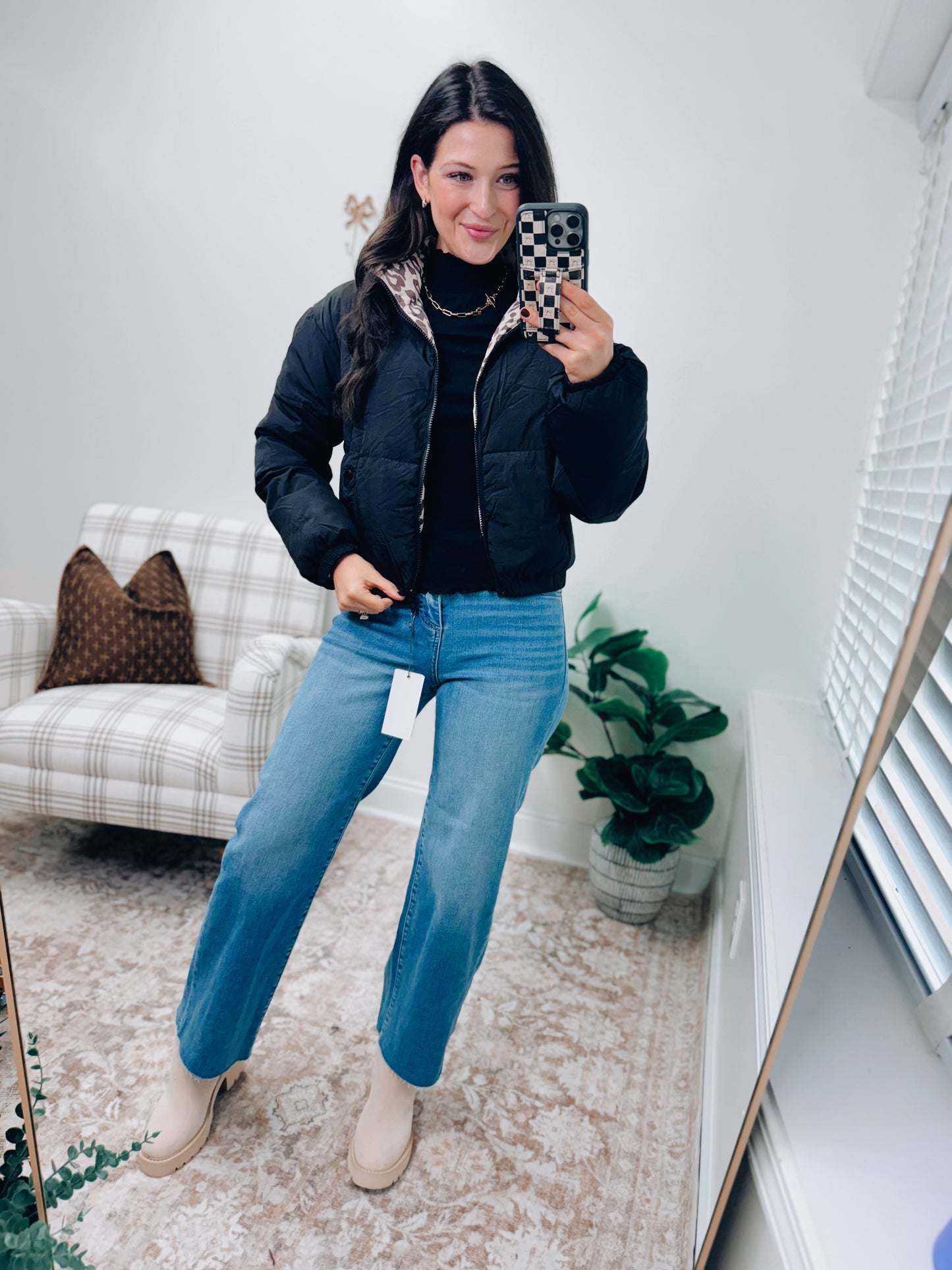 DOORBUSTER Reversible Leopard/Black Puffer Jacket