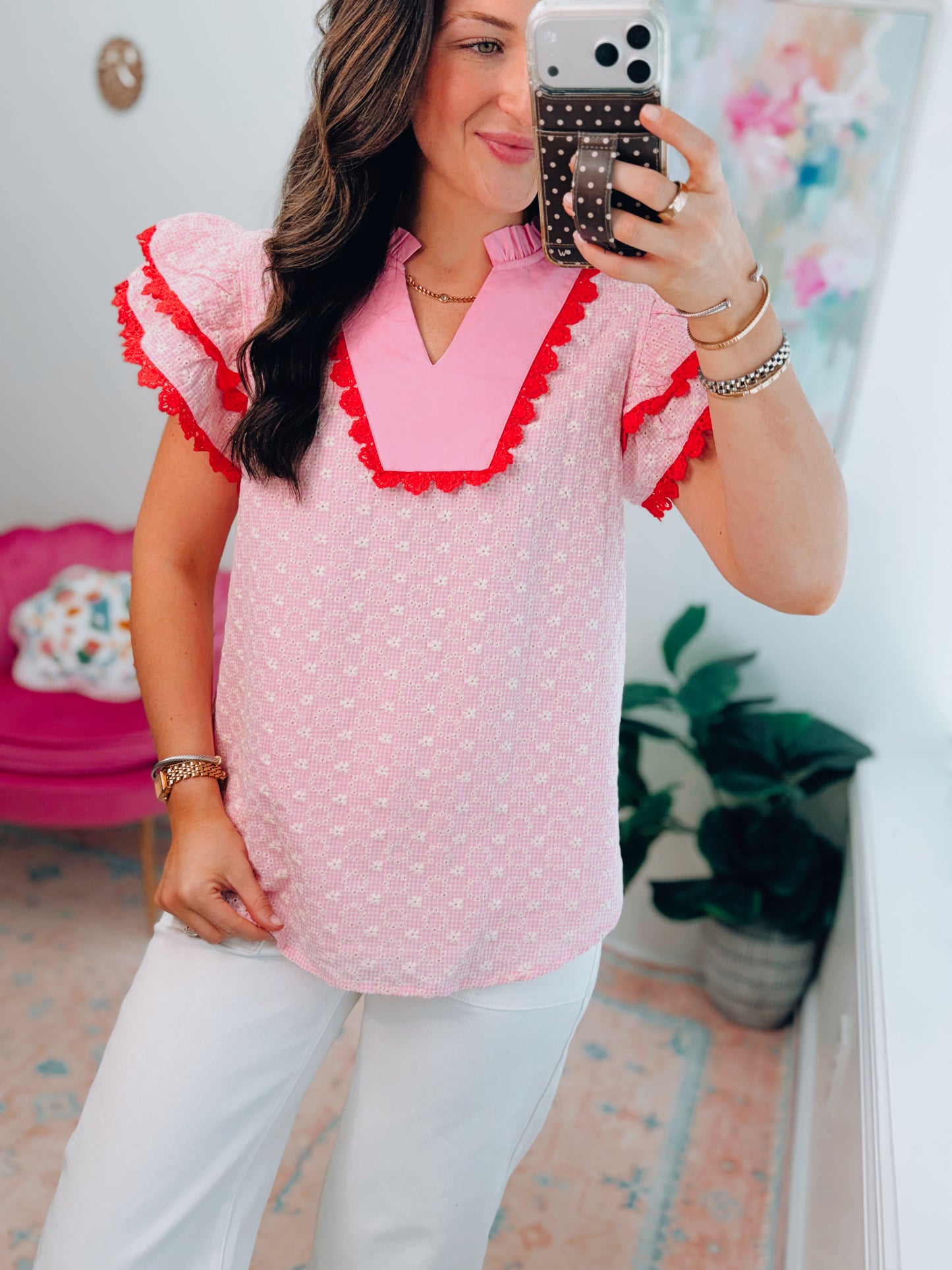 Sundrift Eyelet Ruffle Top