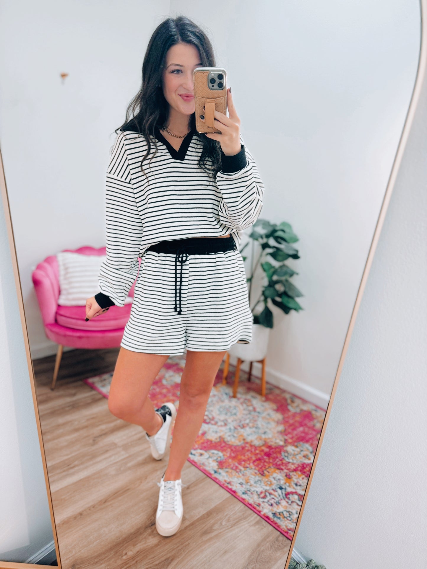 Billie Striped Textured Shorts Set