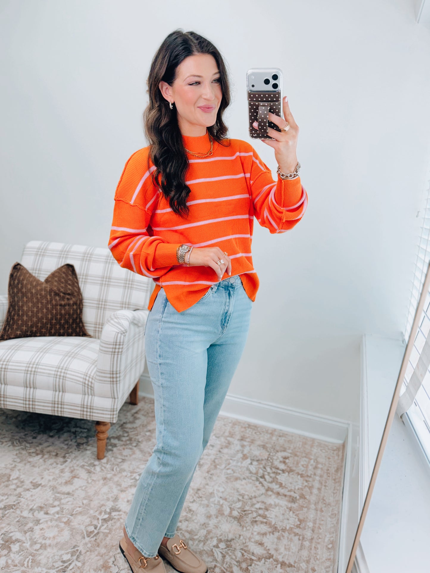 Just Peachy Stripe Ribbed Top