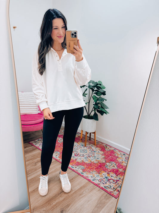 Keepin' Cozy Cream Button Pullover