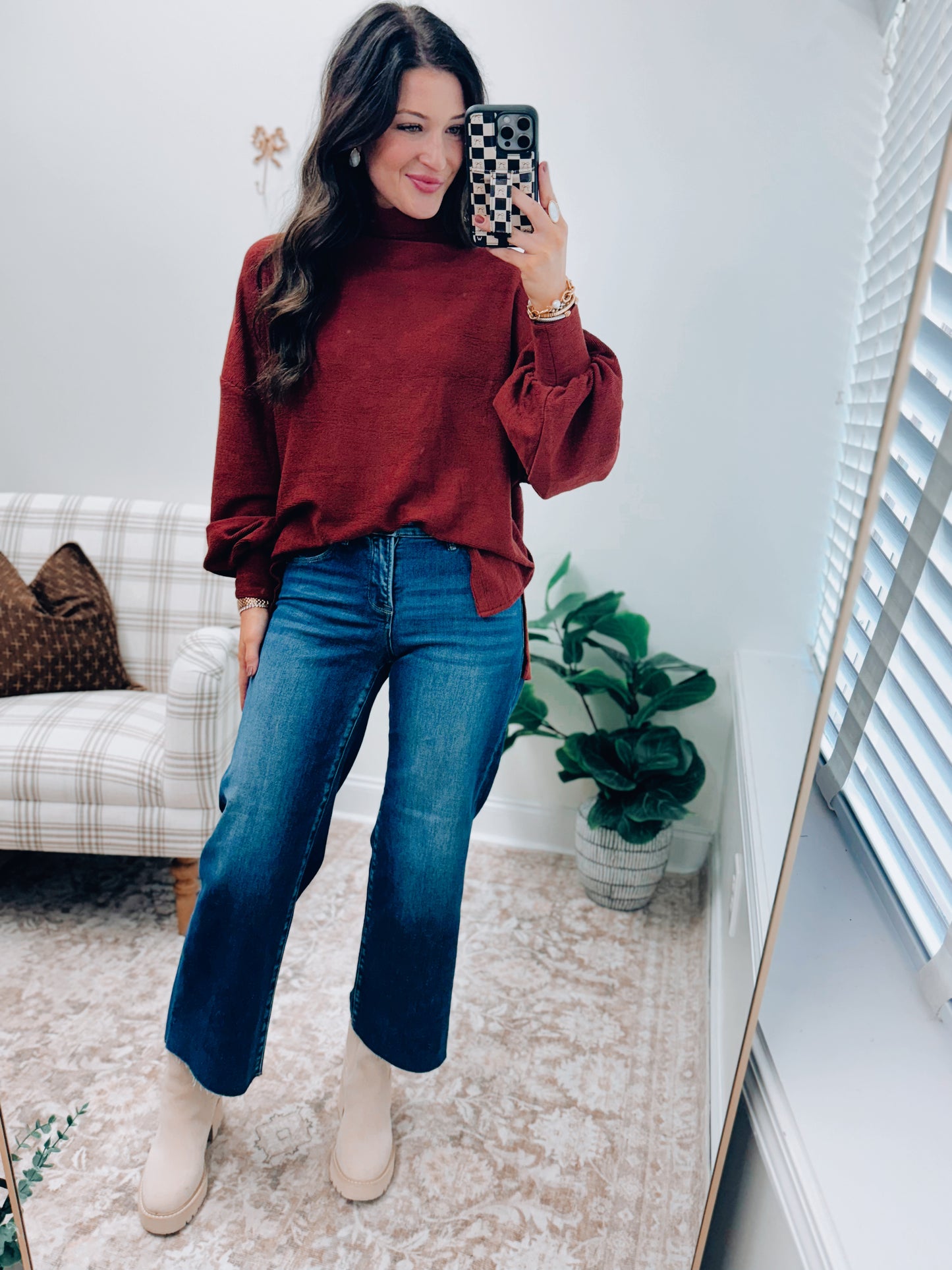 CURVY Harlow Risen Tummy Control Crop Denim