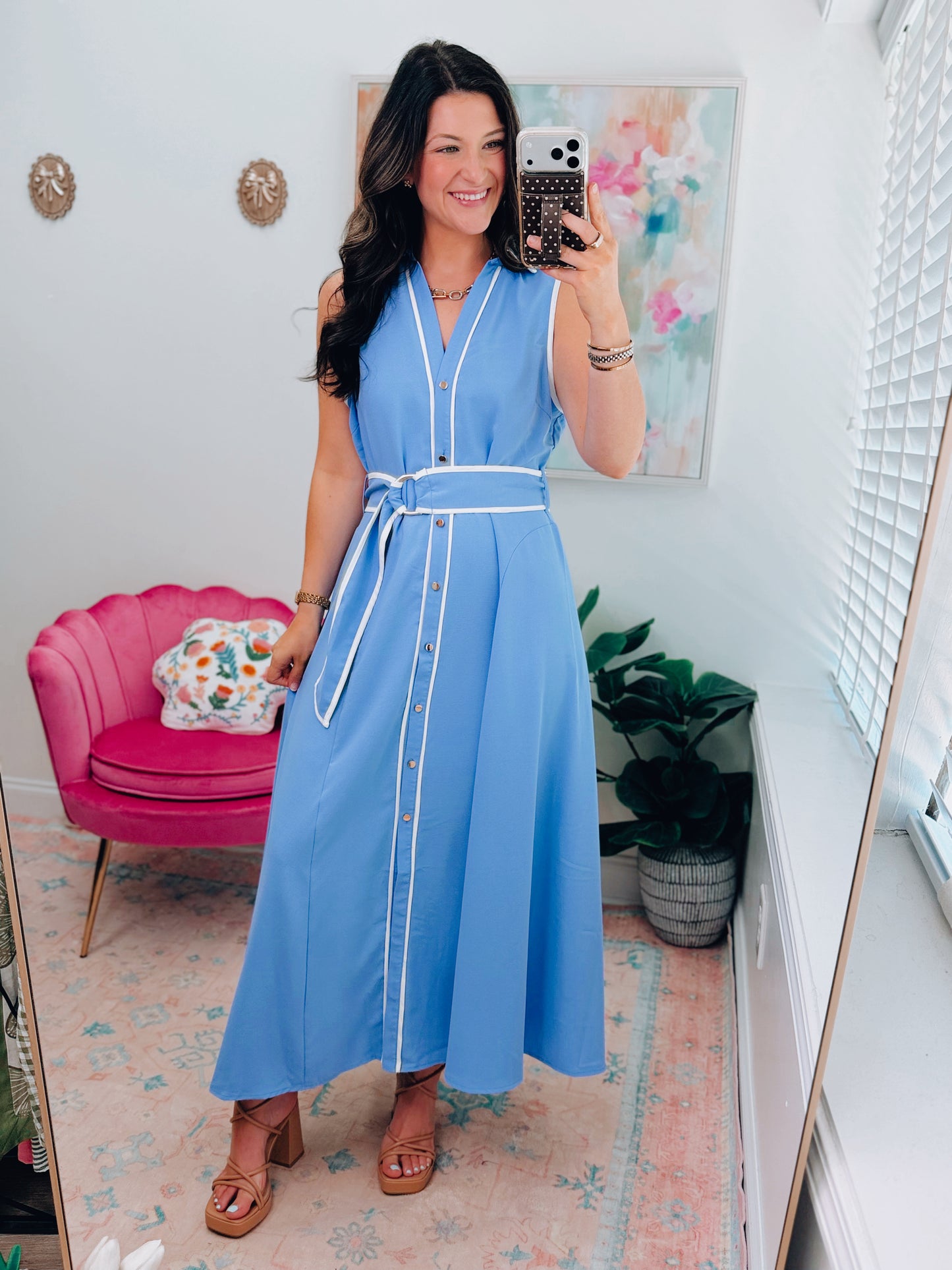 Liberty Poppi Blue Button Midi Dress