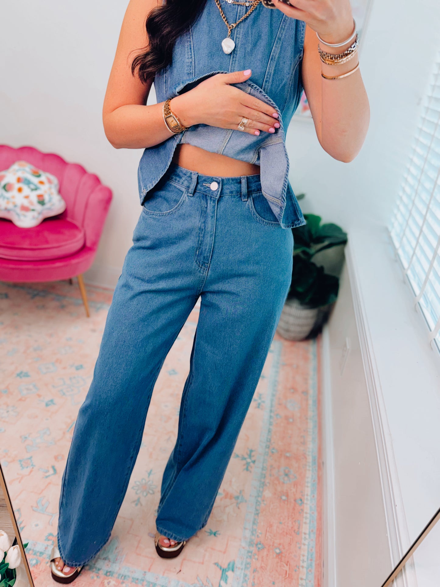 Magnolia Pleated Denim Set