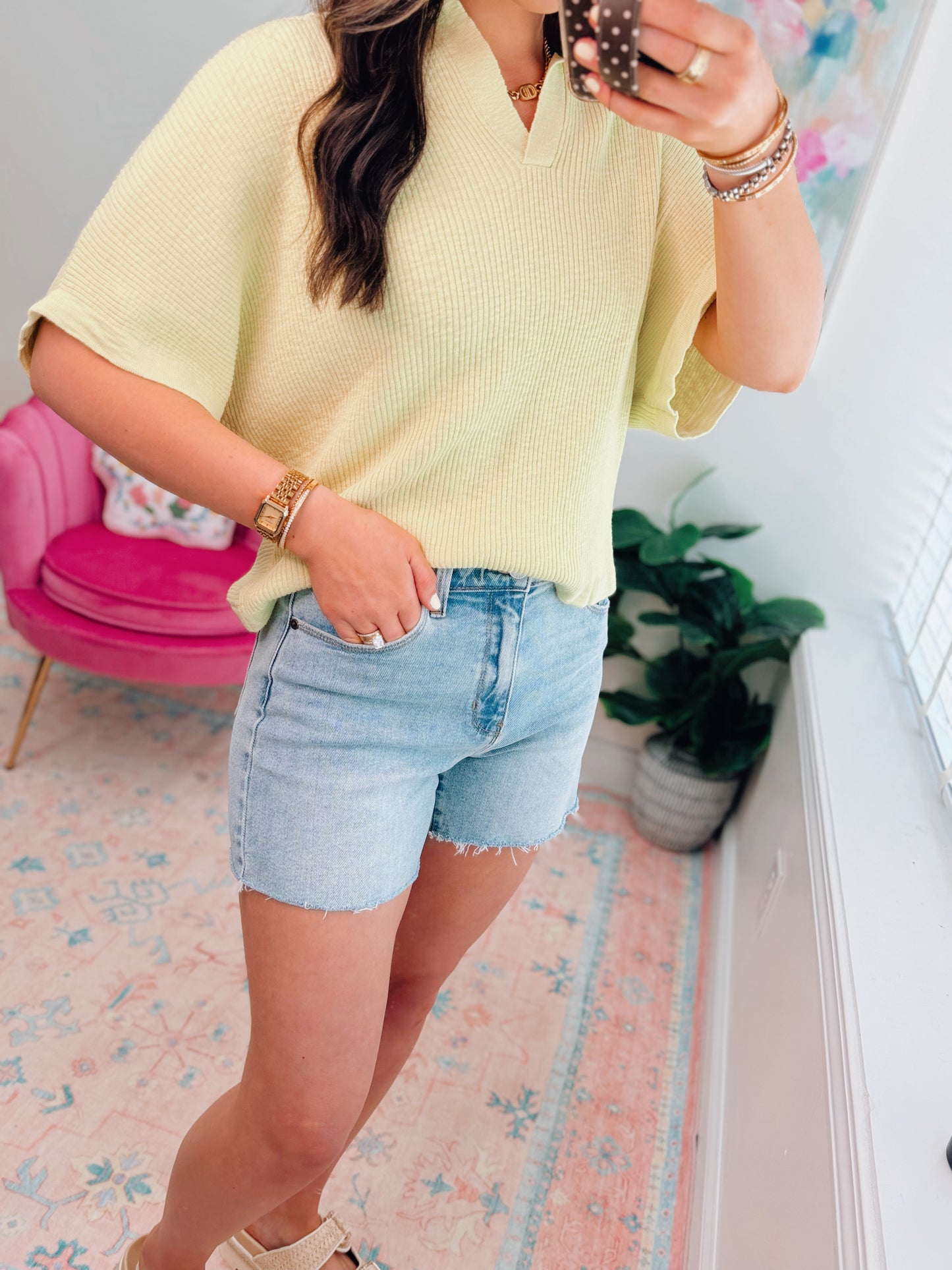 Anabelle HR Light Wash Denim Shorts