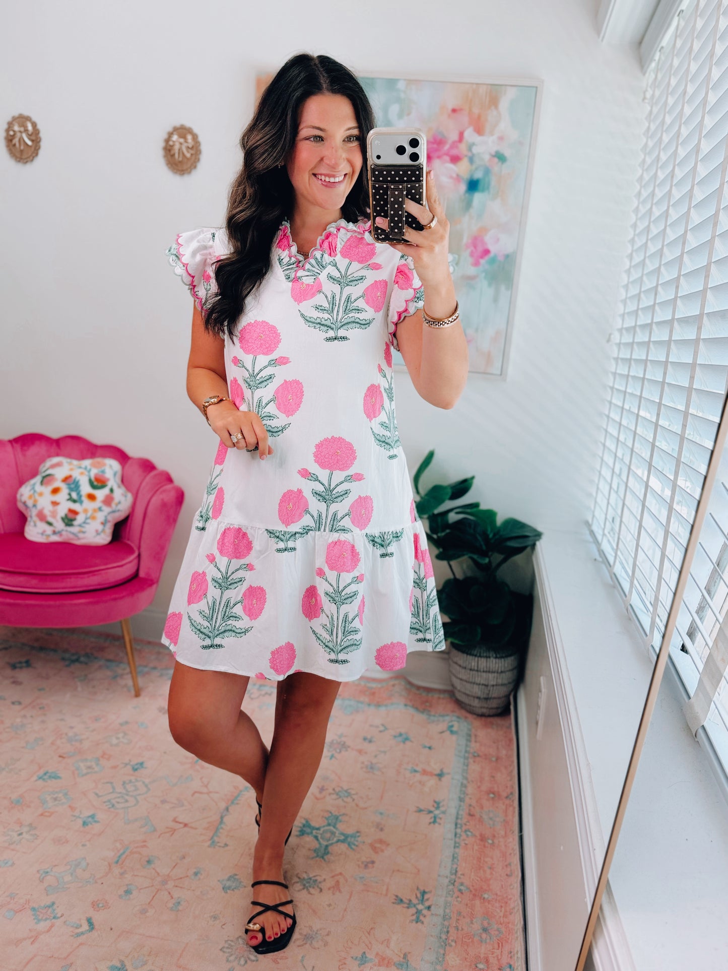Caroline Floral Scallop Mini Dress