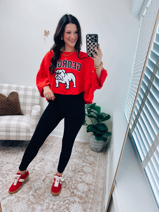 Georgia BULLDOG Cropped Dolman Top