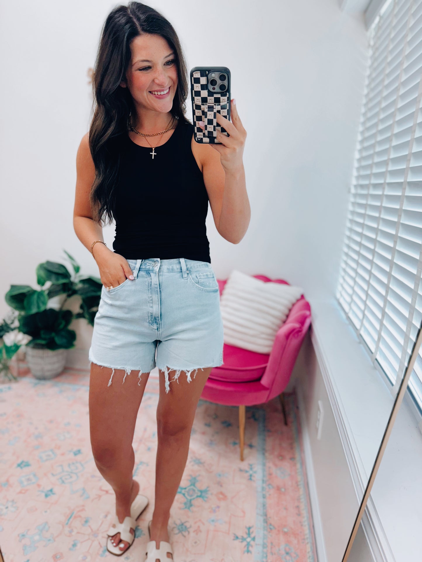 Bella Ribbed Basic Tank - Black