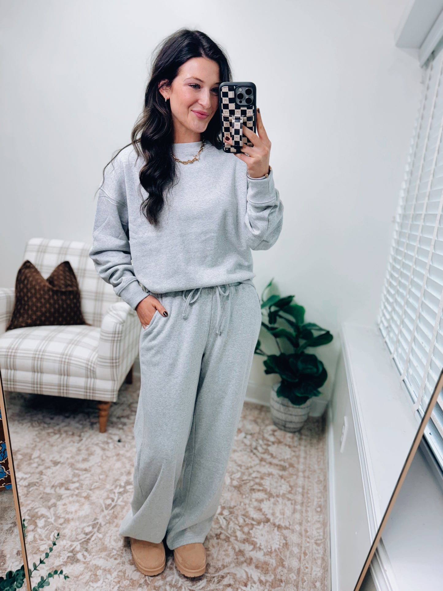 DOORBUSTER Crewneck Comfy Pants Set - Heather Gray