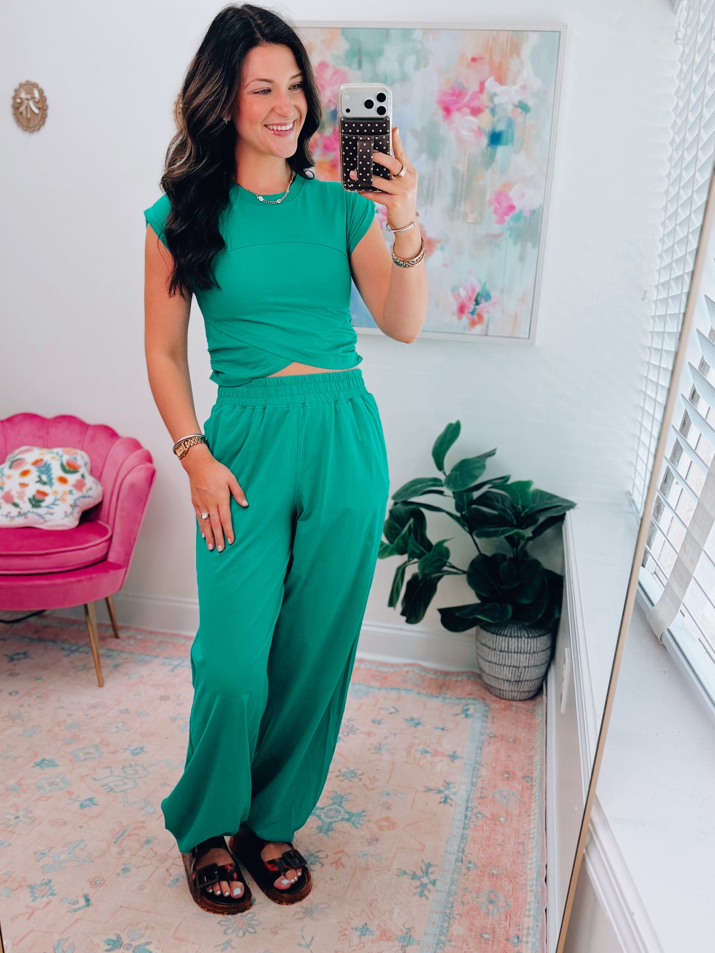 Kelly Green Crossover Pants Set