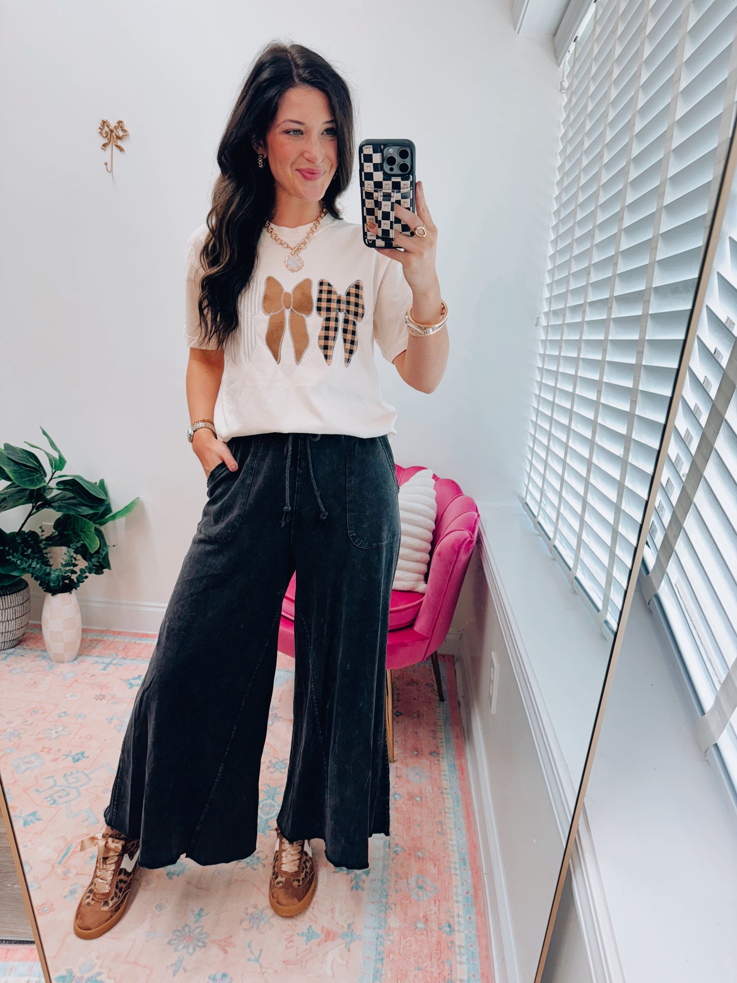 Collins Mineral Wash Wide Leg Pants - Black