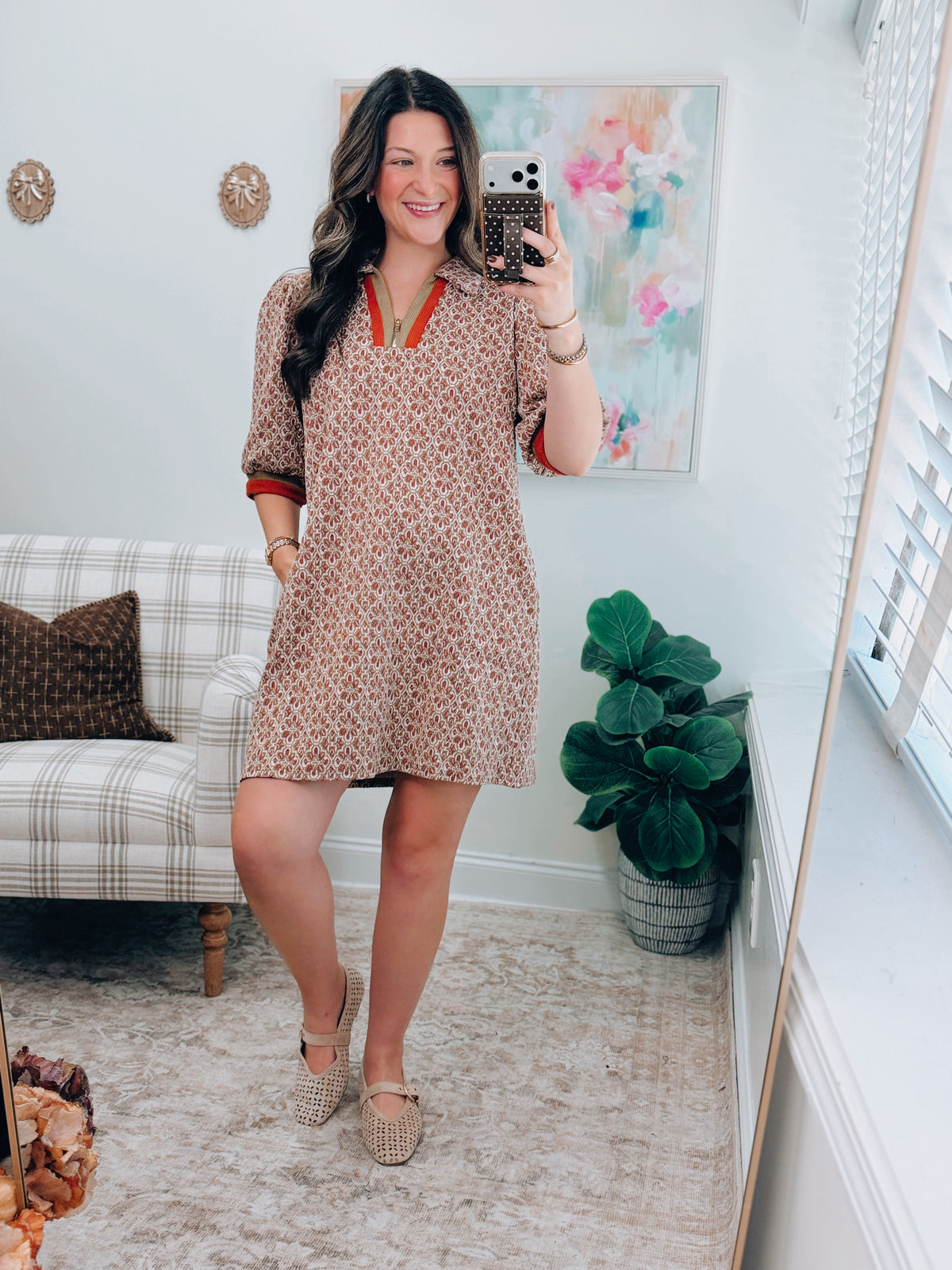 CURVY Chestnut Mix Color Block Mini Dress