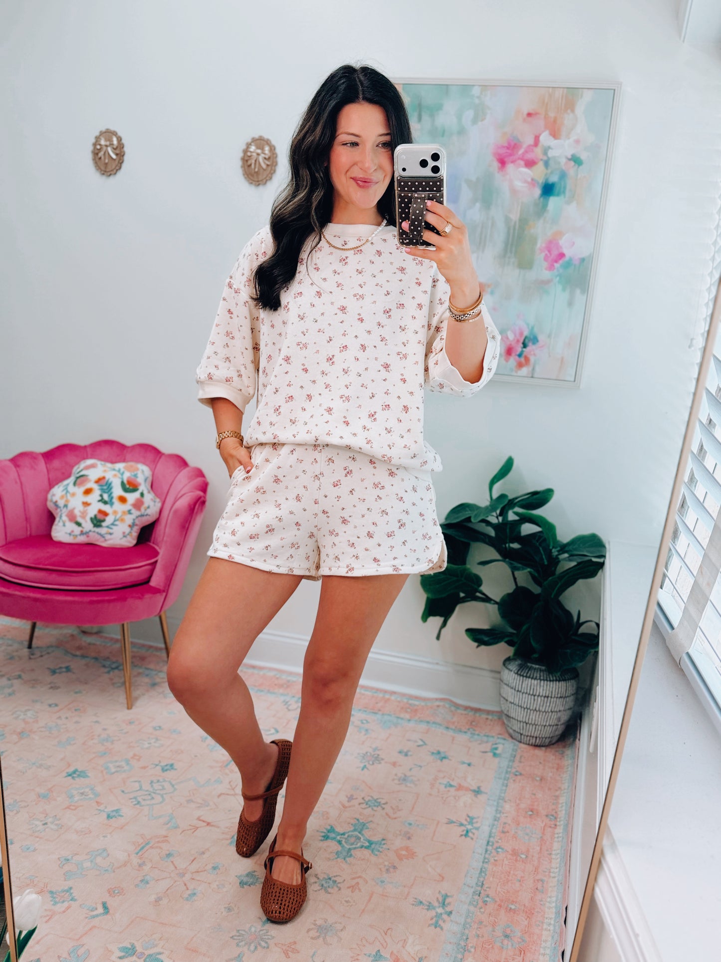 Ditsy Floral Crewneck Shorts Set