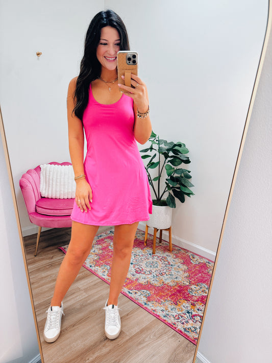 Rae Buttery Soft Tennis Romper Dress - Sonic Pink