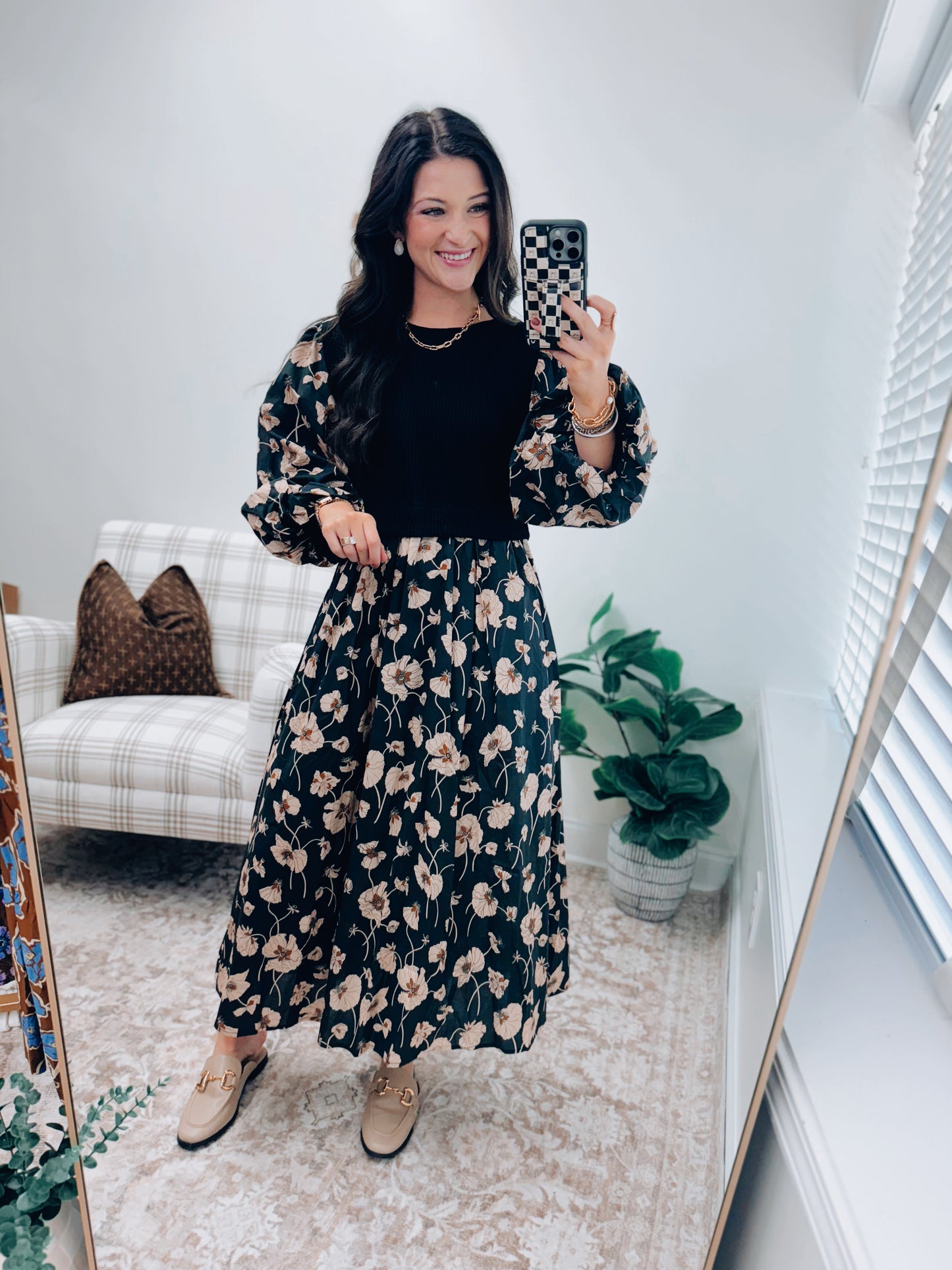 Stevie Sweater Top Combo Midi Dress