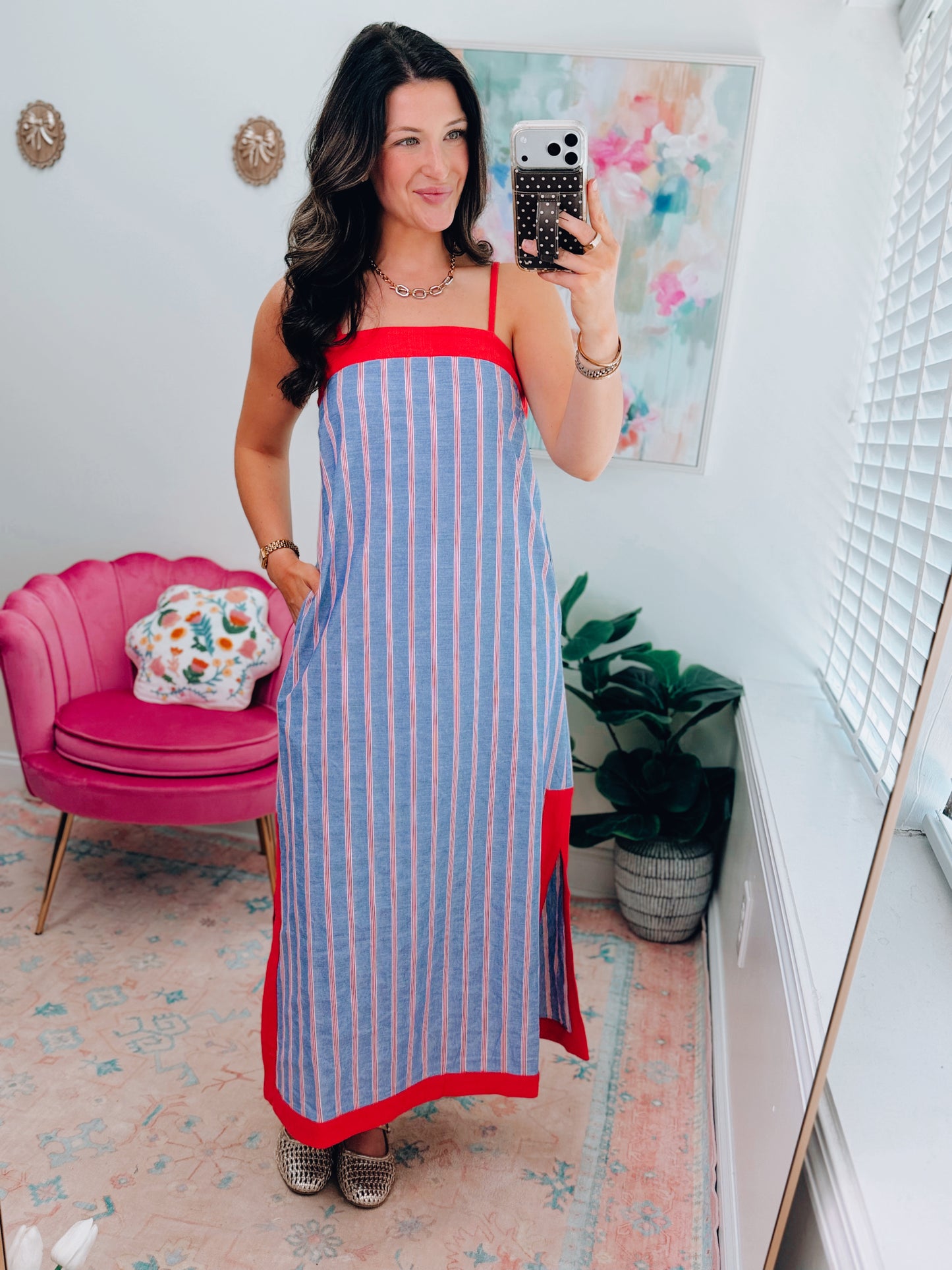Freedom Found Striped Midi Dress
