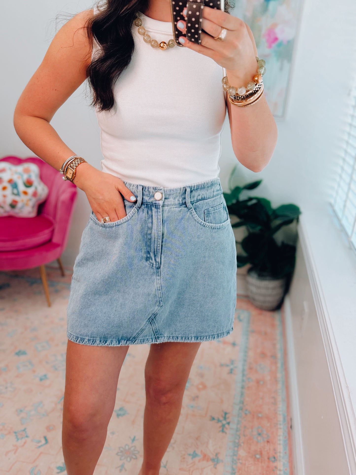 Perrin Stitched Denim Skirt