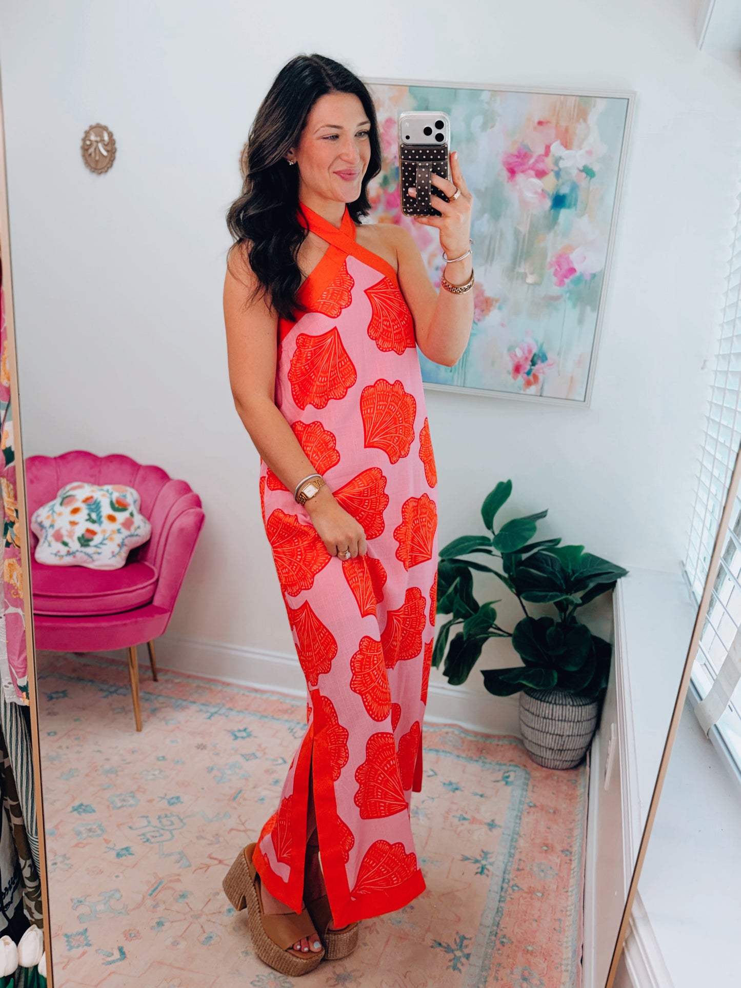 Sunkissed Shell Halter Maxi Dress