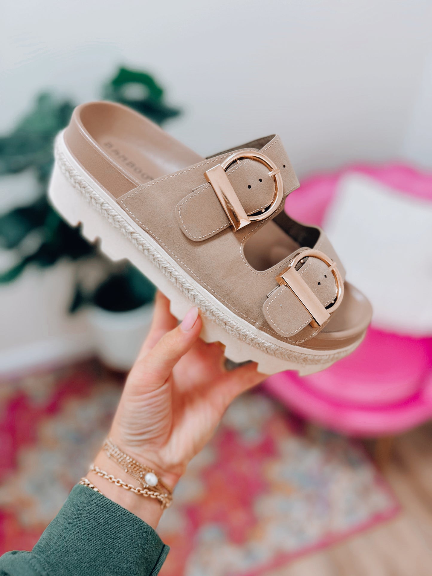 Kale Double Strapped Platform Sandals