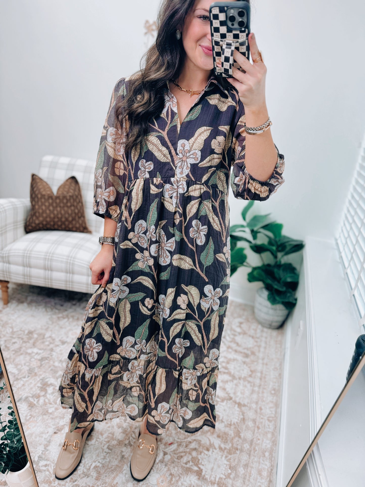 Tina Fall Mix Midi Dress