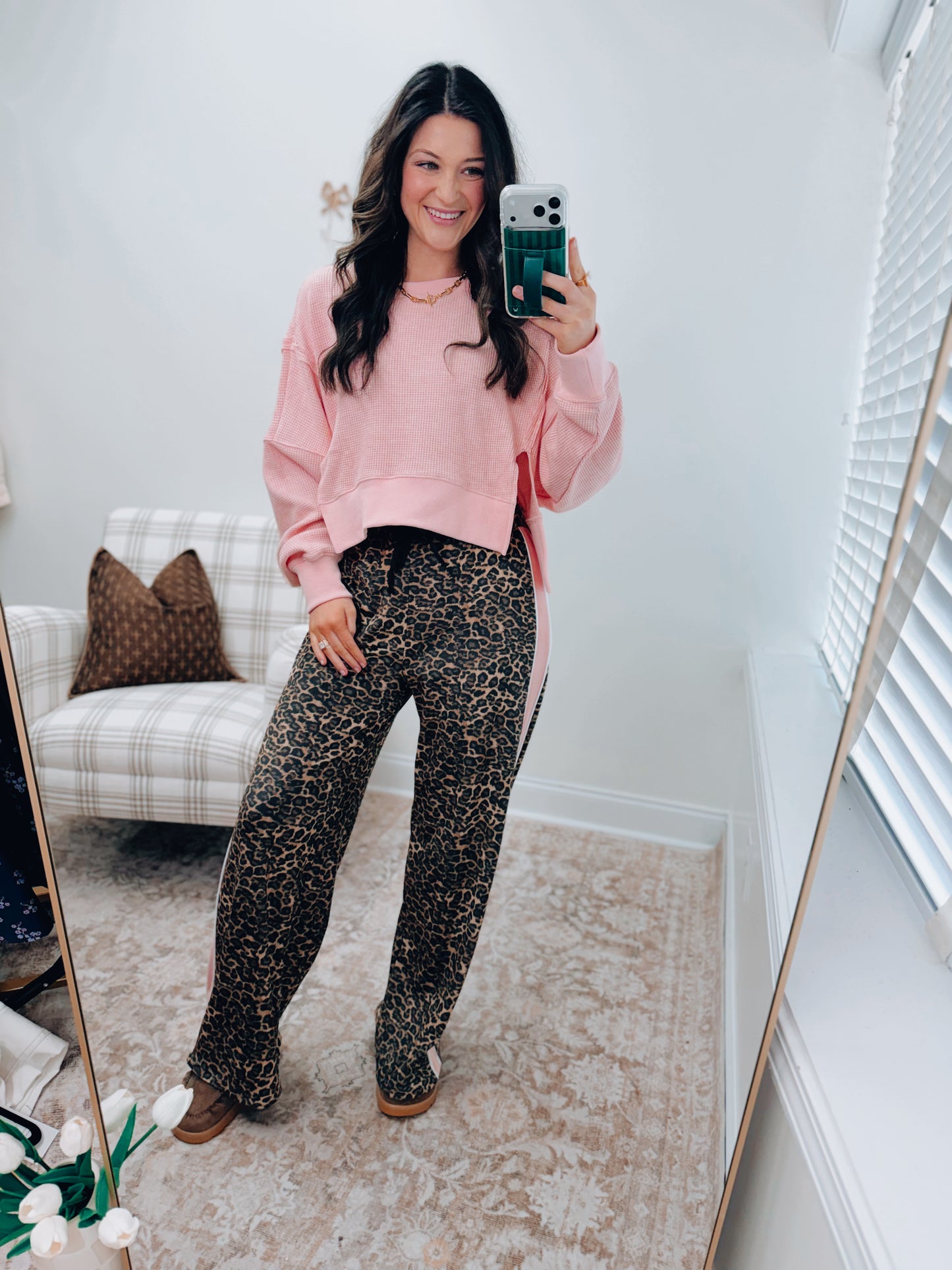 Leopard Print Velour Track Pants
