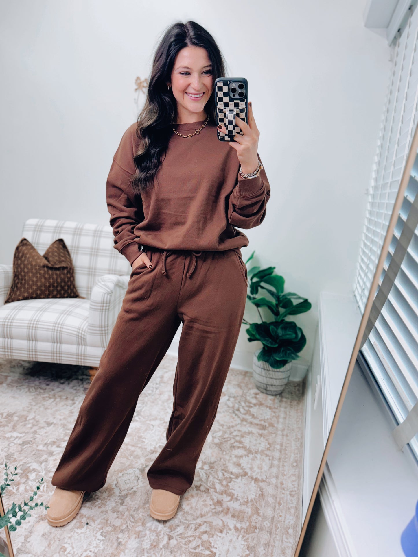 DOORBUSTER Crewneck Comfy Pants Set - Brown