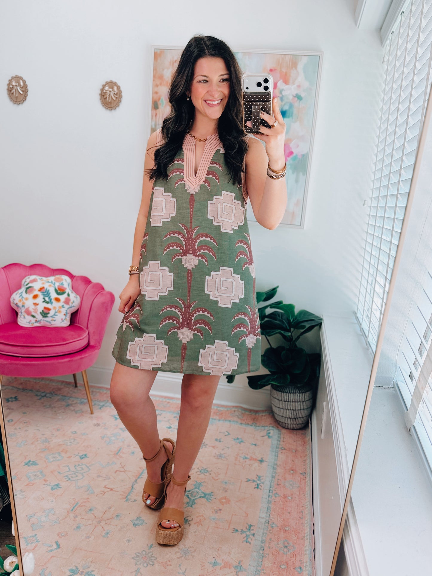 Palm Paradise Olive Linen Mini Dress