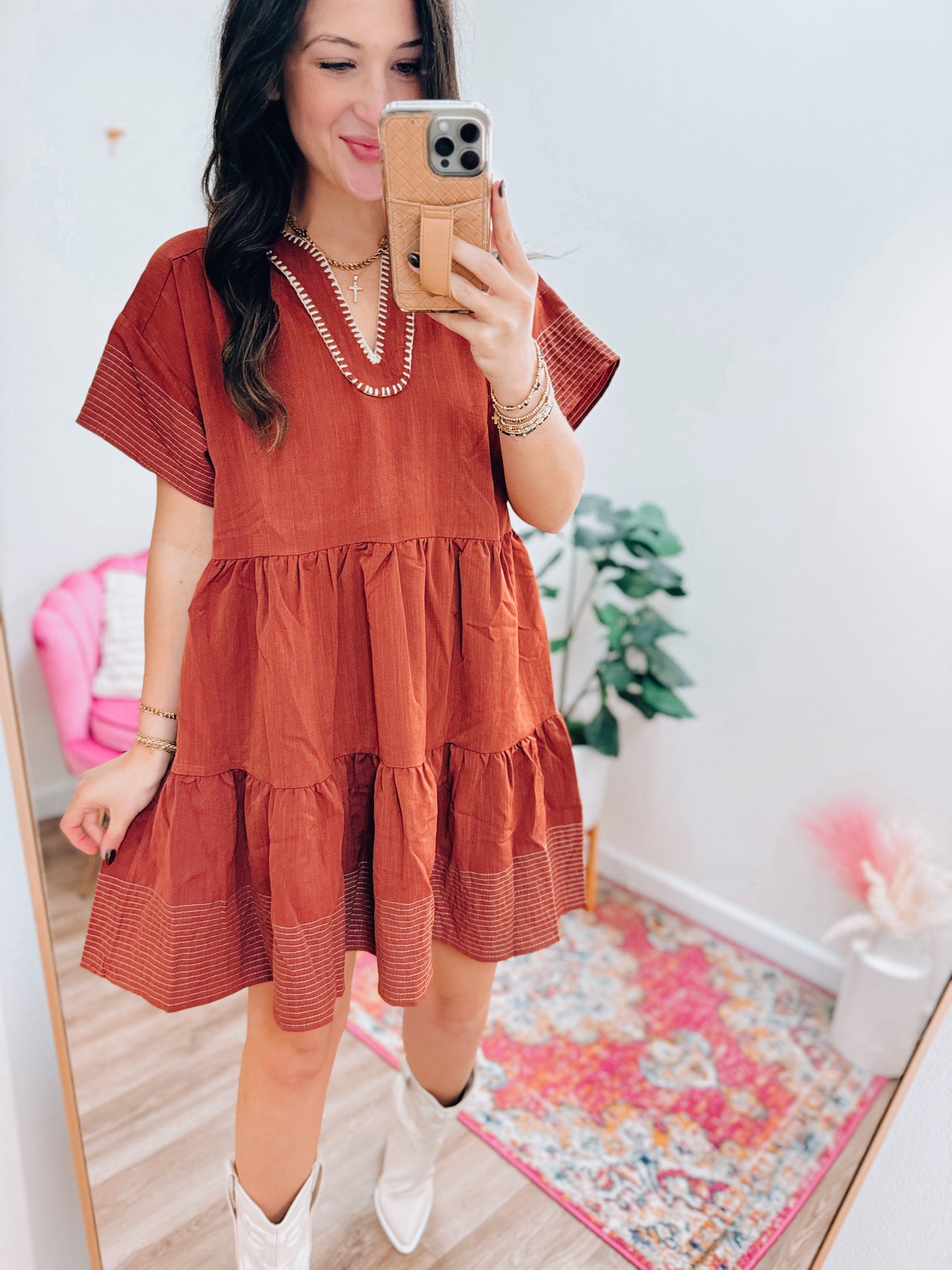 Ella Embroidered Mini Dress