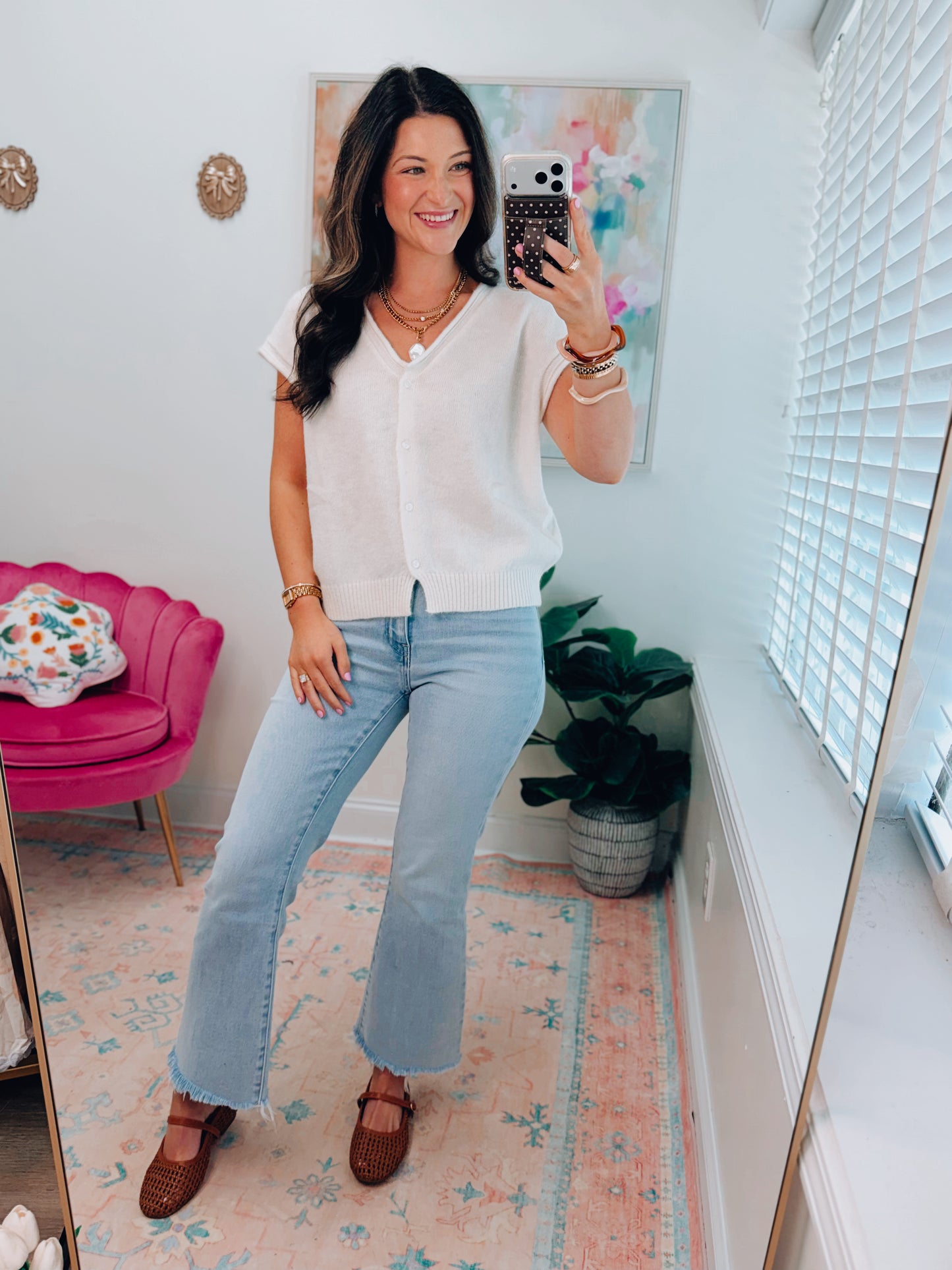 Ember Raw Edge Sleeveless Cardigan - Cream