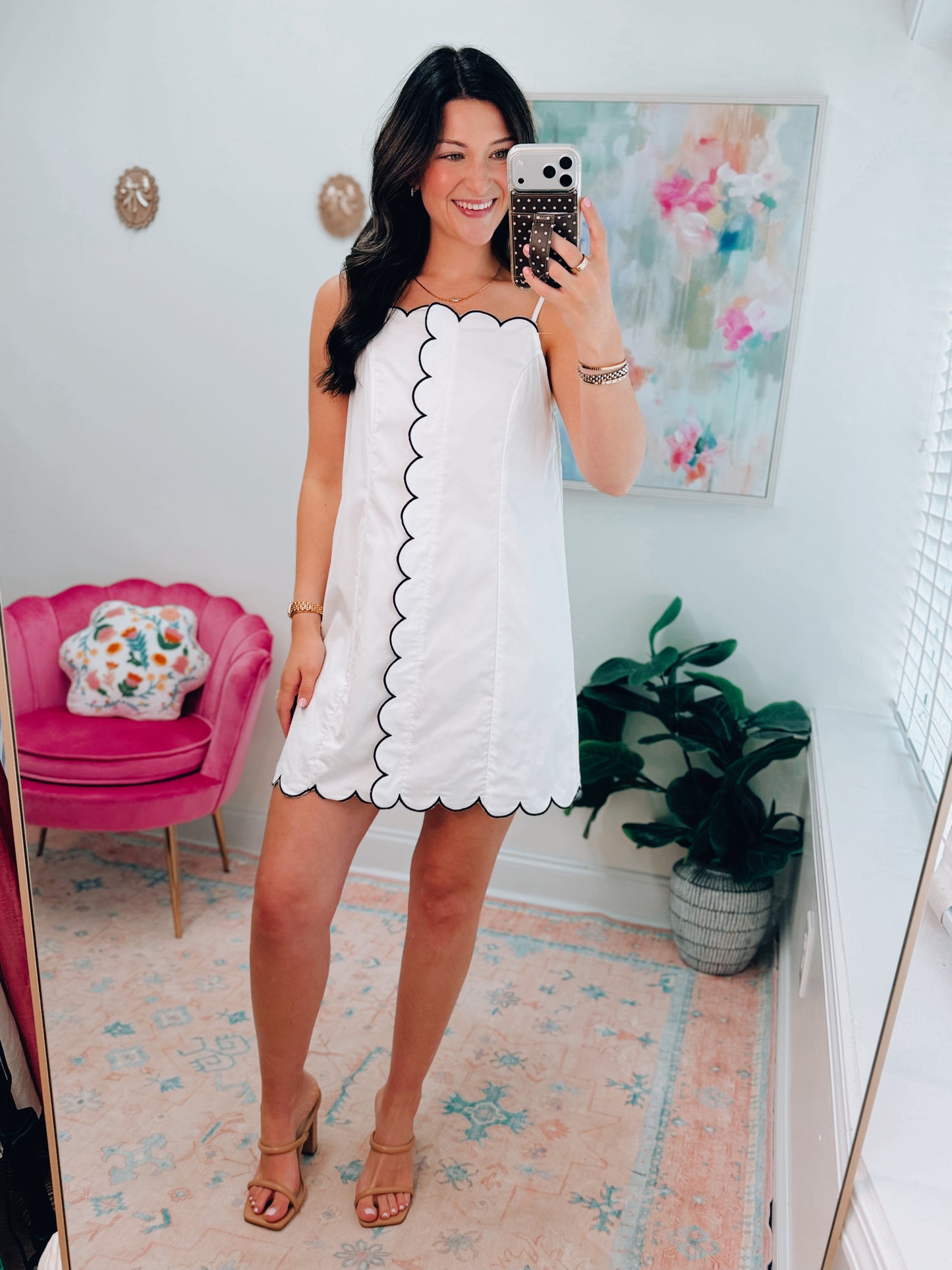 Contrast Scallop Mini Dress