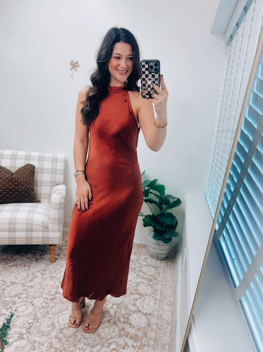Sienna Silk Cowl Back Midi Dress