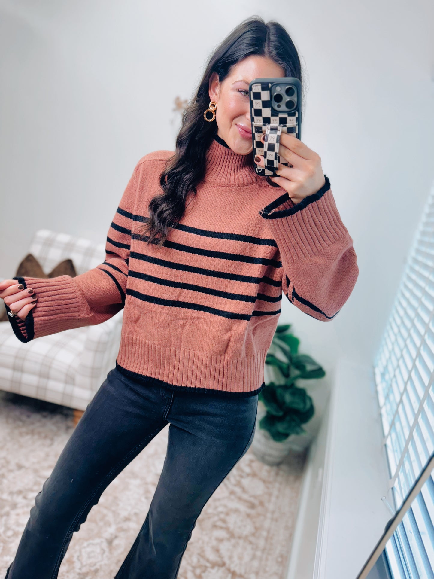 Masala Stripe Mock Neck Sweater
