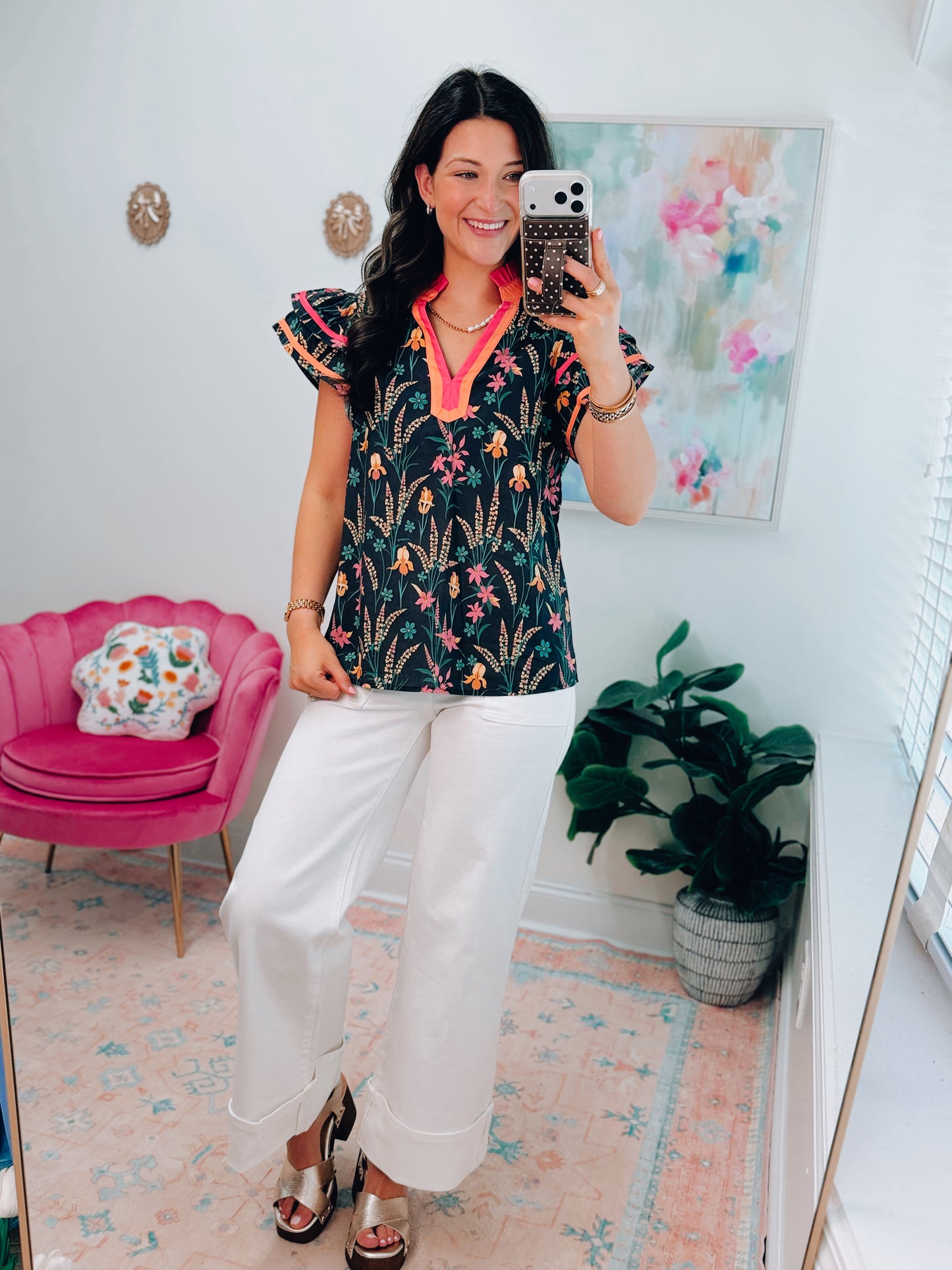 Everly Floral Ruffle Top