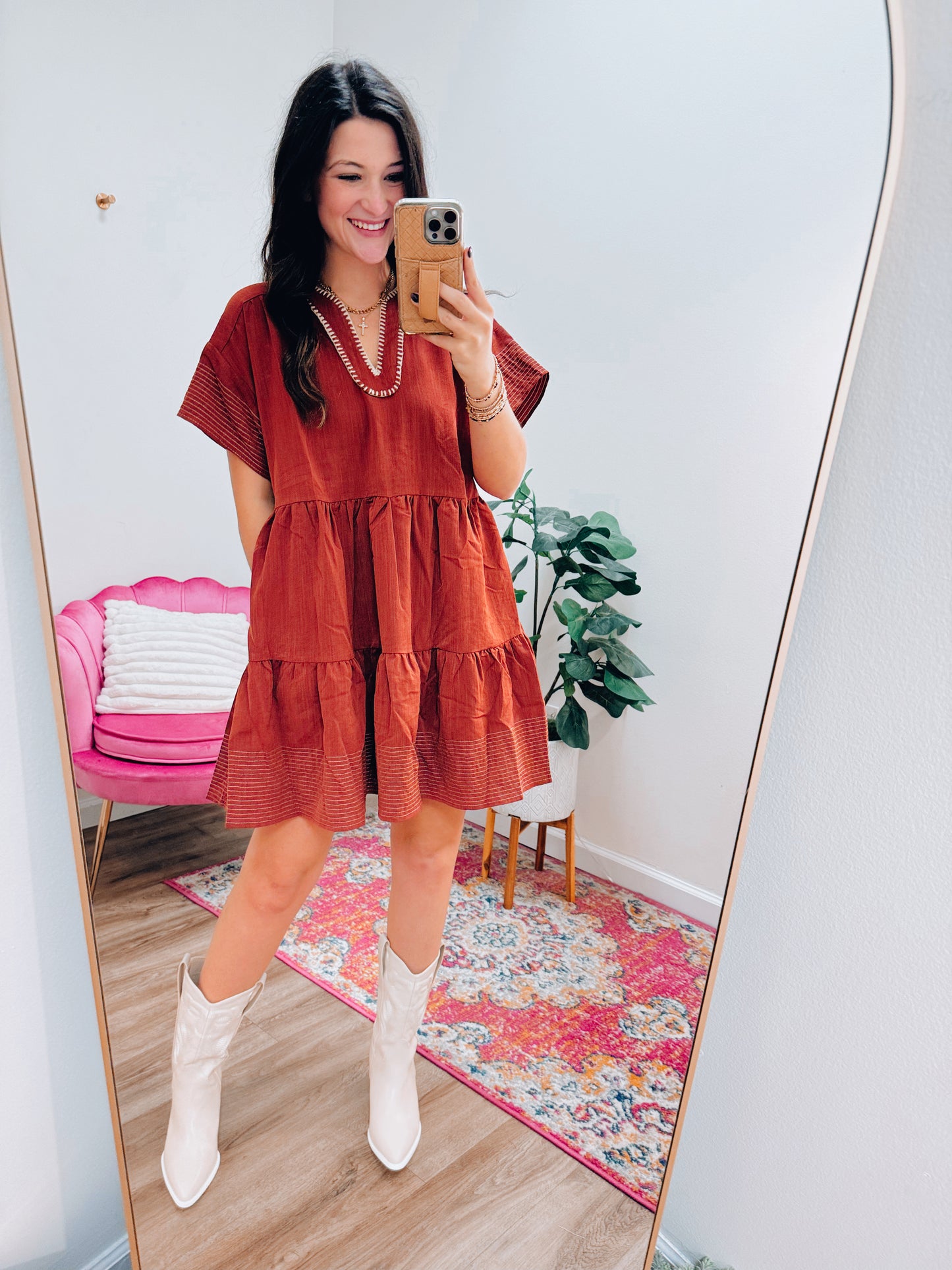 Ella Embroidered Mini Dress