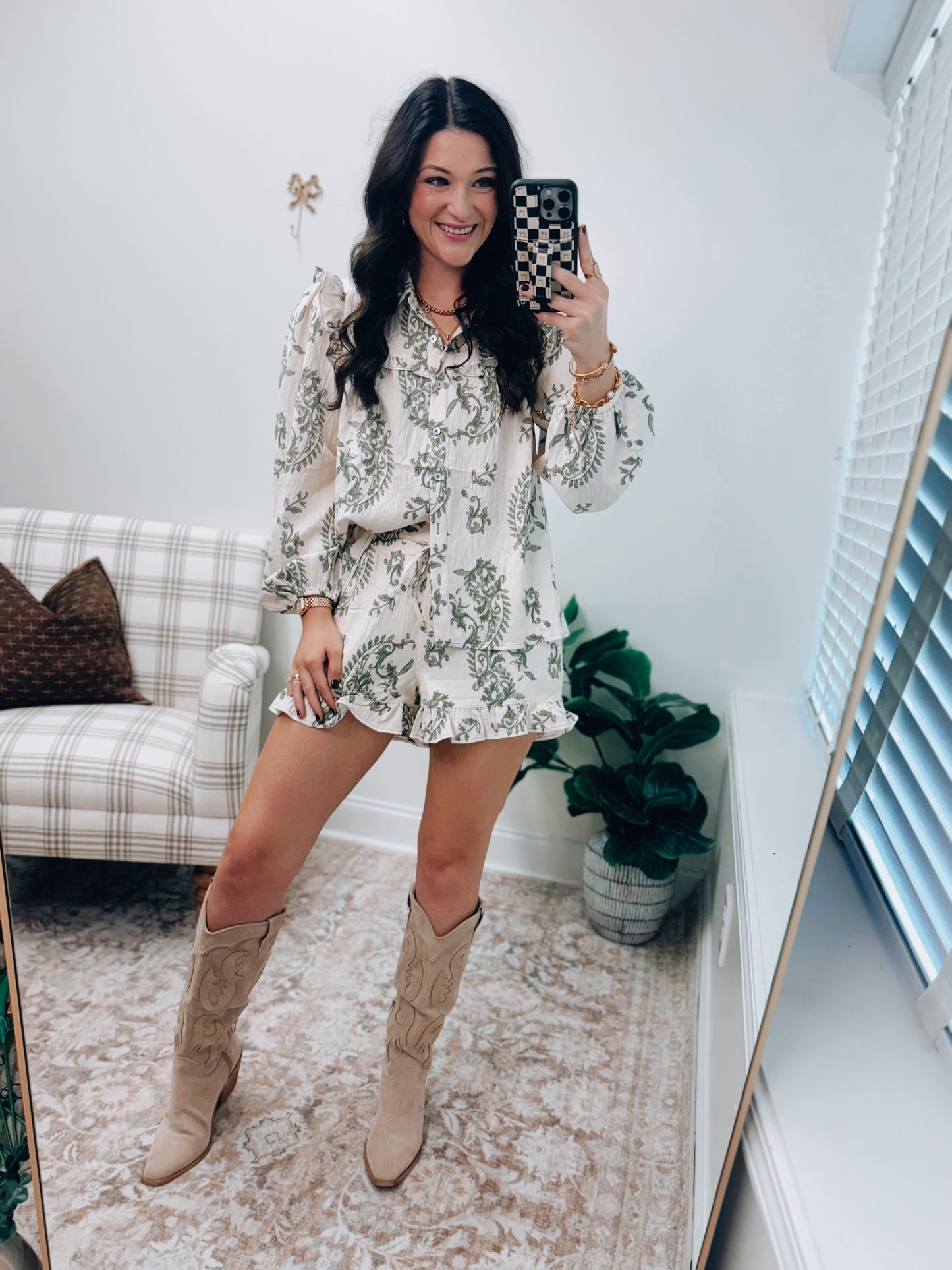 Floral Printed Woven Babydoll Shorts Set