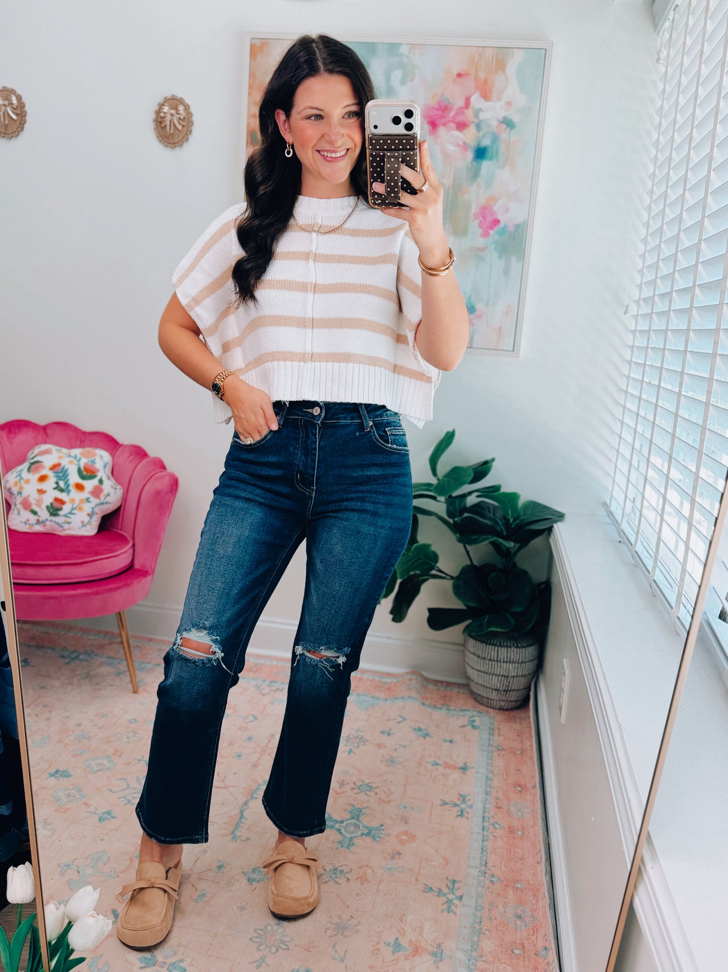 Striped Knit Sweater Top