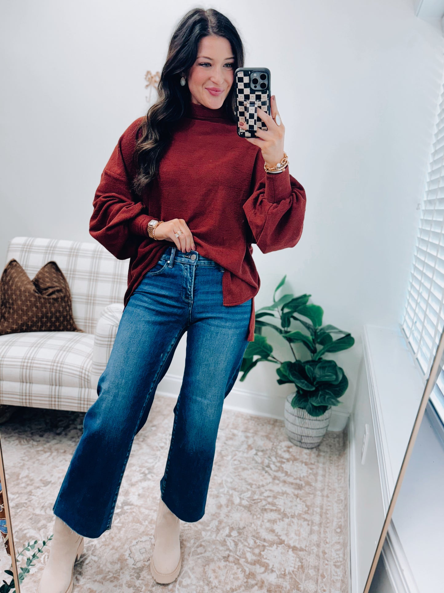 CURVY Harlow Risen Tummy Control Crop Denim