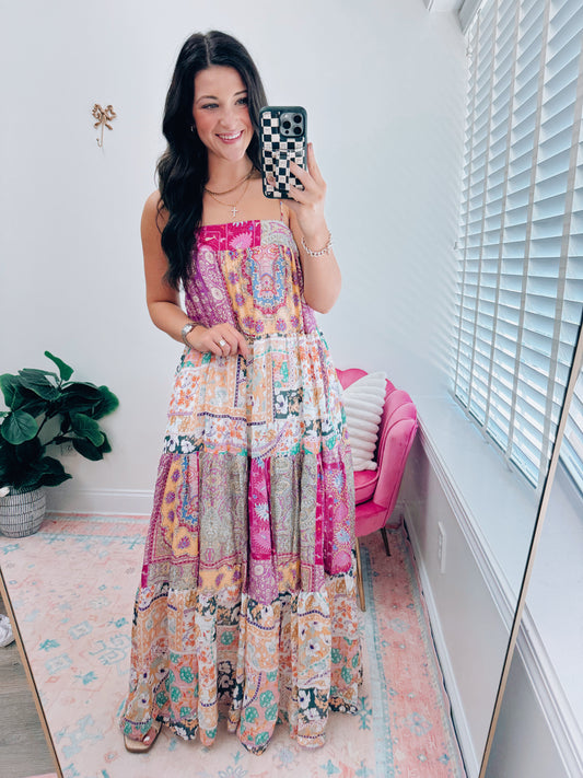 Eliza Multi Mix Maxi Dress - Plum
